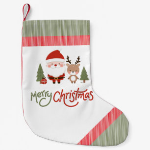 Personalised Christmas Santa & Reindeer  Small Christmas Stocking