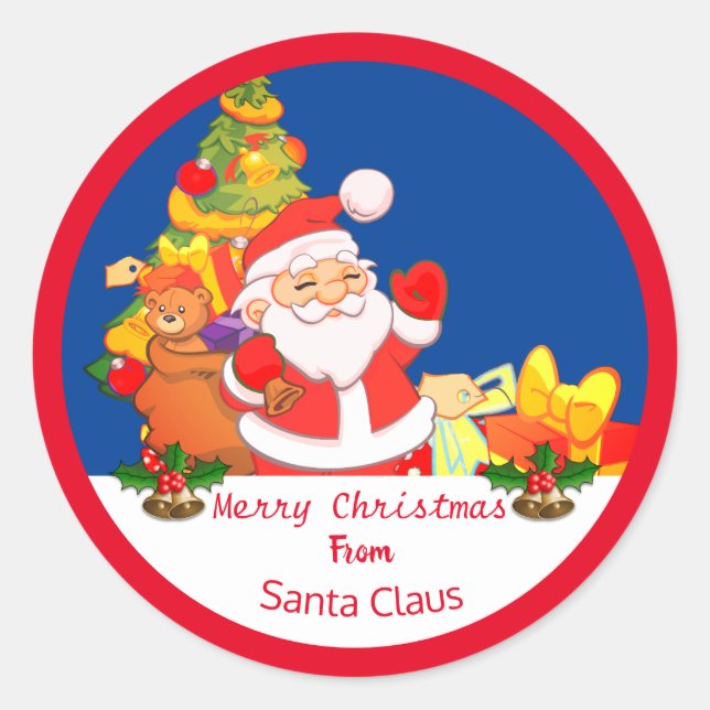 Personalised Christmas Santa Stickers (Front)