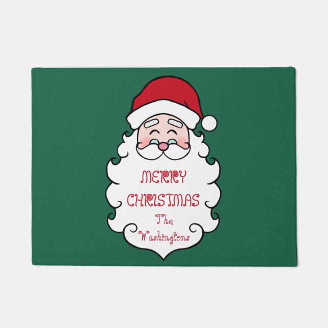 Personalised Christmas Santa Welcome Doormat Rug (Front)