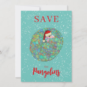 Personalised Christmas Save the Pangolin Holiday Card