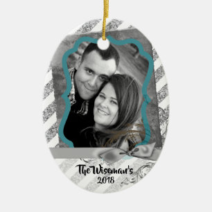 Personalised Christmas Silv Glitter PHOTO Ornament