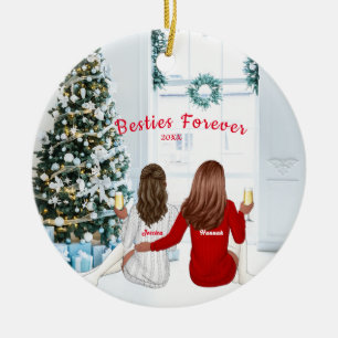 Personalised Christmas Sisters Besties Holidays C Ceramic Ornament