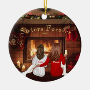 Personalised Christmas Sisters Besties Holidays Ceramic Ornament