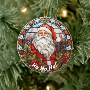 Personalised Christmas Slogan Ho Ho Ho Santa Ceramic Ornament