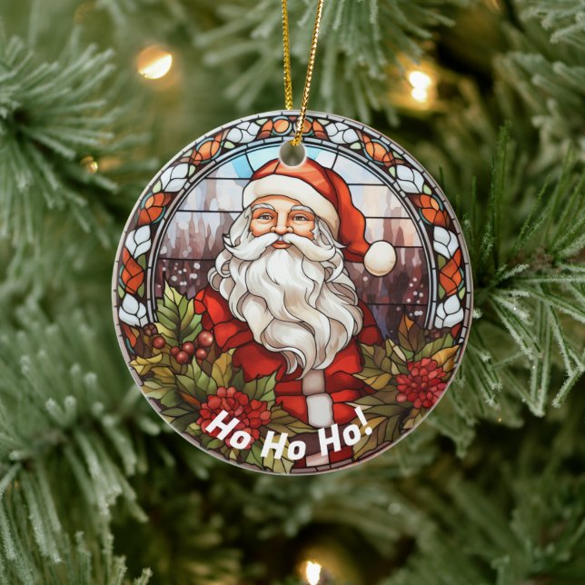 Personalised Christmas Slogan Ho Ho Ho Santa Ceramic Ornament (Tree)