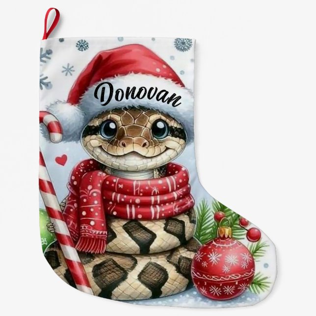 Personalised Christmas Snake Large Christmas Stocking (Front)