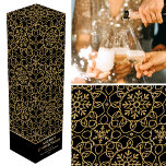 Personalised Christmas Snowflake Black Gold Gift  Wine Box<br><div class="desc">Add the wow factor to your bottle of wine or Champagne with a personalised gift box! This elegant winter-themed design features the words 'Merry Christmas' and can be personalised with the recipient's name or a family name and the holiday year. A stylish all-over pattern adorned with interconnected flower shapes, heart-shaped...</div>