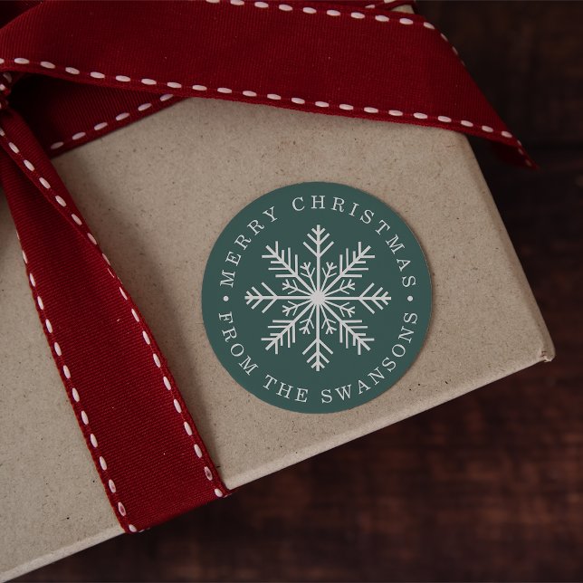 Personalised Christmas Snowflake Classic Round Sticker (Creator Uploaded)