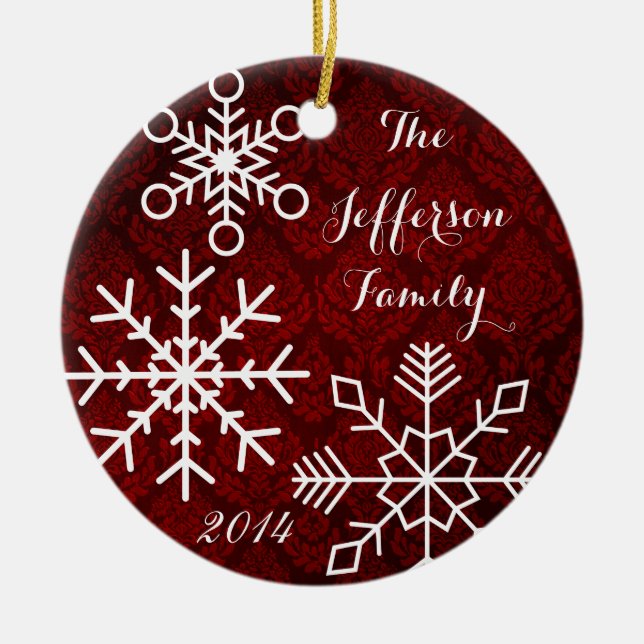 Personalised Christmas Snowflake Family Ornament (Front)