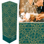 Personalised Christmas Snowflake Green Gold Gift  Wine Box<br><div class="desc">Add the wow factor to your bottle of wine or Champagne with a personalised gift box! This elegant winter-themed design features the words 'Merry Christmas' and can be personalised with the recipient's name or a family name and the holiday year. A stylish all-over pattern adorned with interconnected flower shapes, heart-shaped...</div>