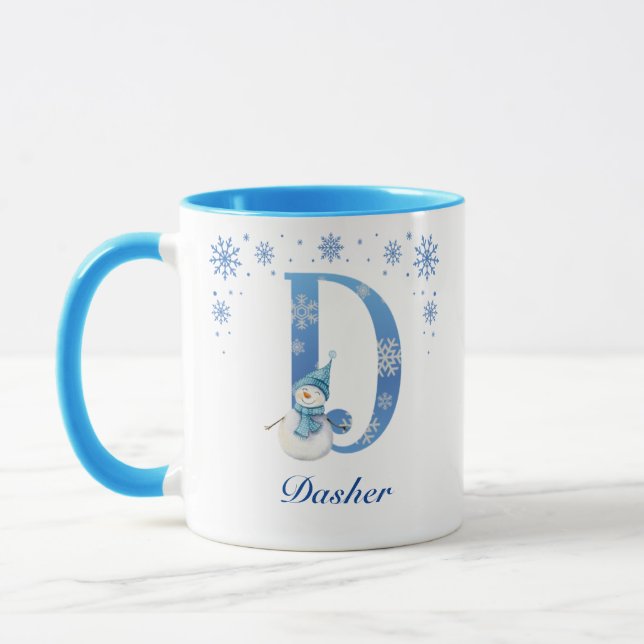 Personalised Christmas Snowflake Monogram D Mug (Left)