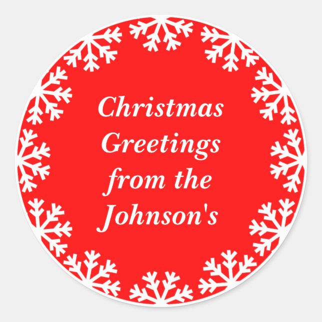 Personalised Christmas Snowflakes Envelope Seals (Front)