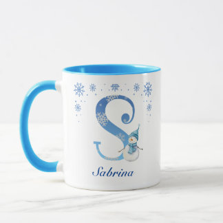 Personalised Christmas Snowflakes Monogram S Mug