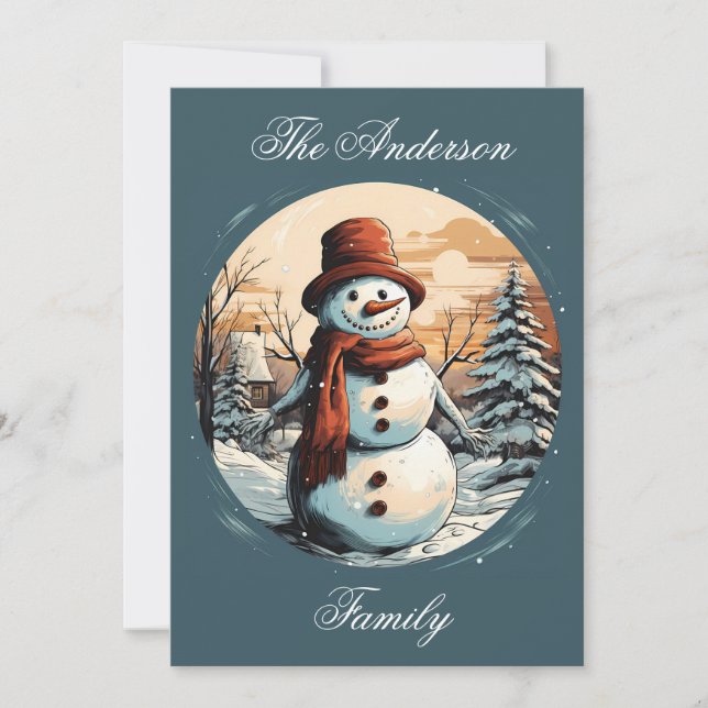 Personalised Christmas Snowman Card (Front)