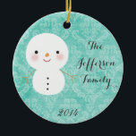 Personalised Christmas Snowman Family Ornament<br><div class="desc">Personalise your custom Family Ornament with your families name and the year! Perfect Christmas gift for any family member or friend!</div>