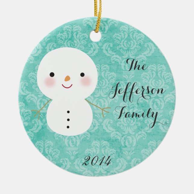 Personalised Christmas Snowman Family Ornament (Front)