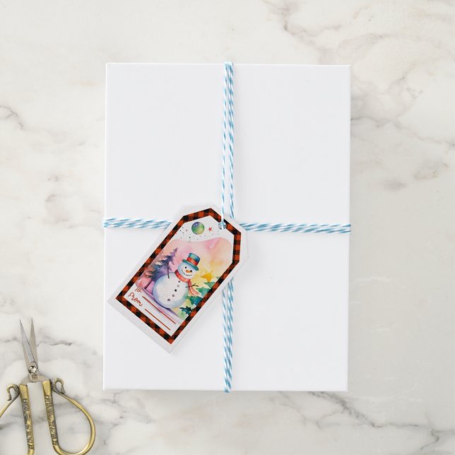 Personalised Christmas Snowman Gift Tags (With Twine)