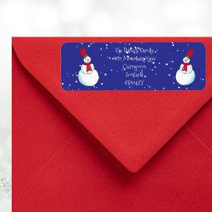 Personalised Christmas Snowman Return Address Label