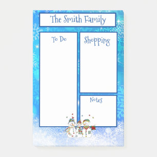 Personalised Christmas Snowman Theme Post-it Notes