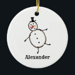 Personalised Christmas Snowman Tree Decoration<br><div class="desc">This personalised Christmas ceramic hanging decoration features a cute little snowman and has your own personalised message on the back.</div>