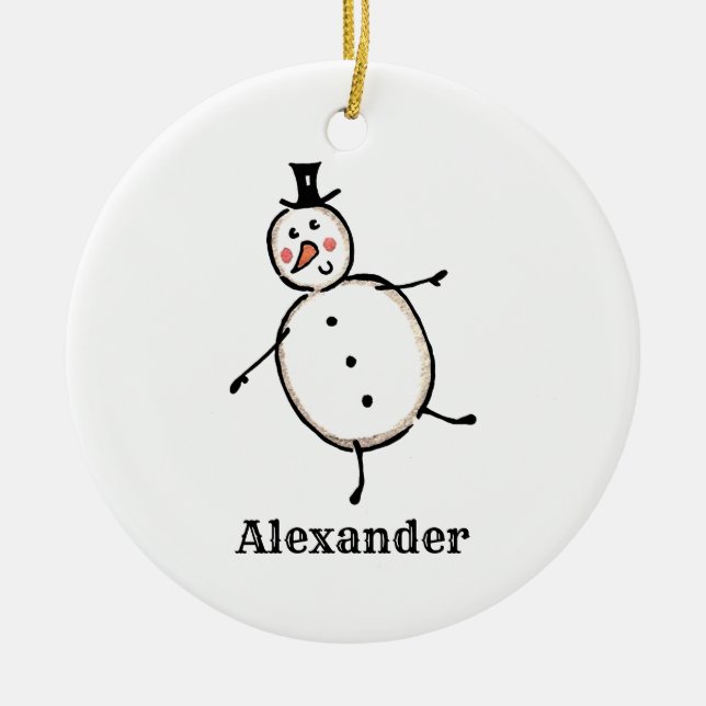 Personalised Christmas Snowman Tree Decoration (Front)