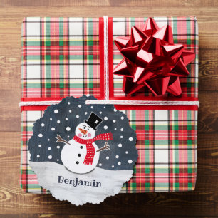 Personalised Christmas Snowman Tree Decoration Card