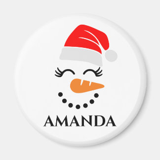 Personalised christmas snowman with custom name  magnet