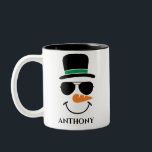 Personalised christmas snowman with custom name   Two-Tone coffee mug<br><div class="desc">Personalised christmas snowman with custom name Two-Tone Coffee Mug .</div>