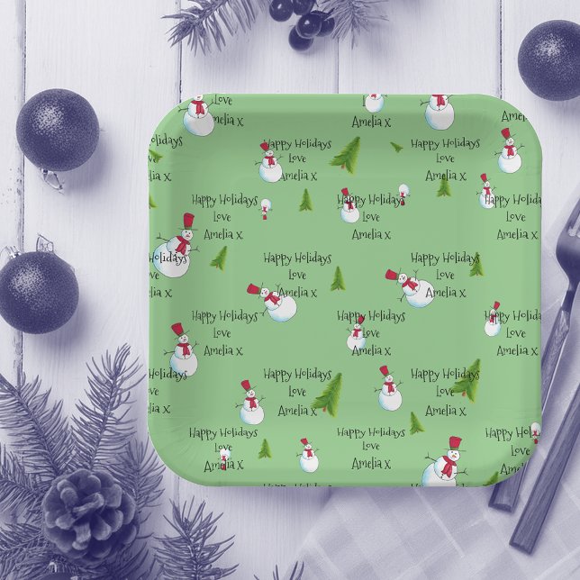 Personalised Christmas Snowmen Paper Plate (Creator Uploaded)