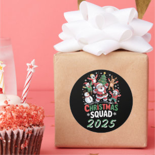 Personalised Christmas Squad 2025 Santa Family Classic Round Sticker