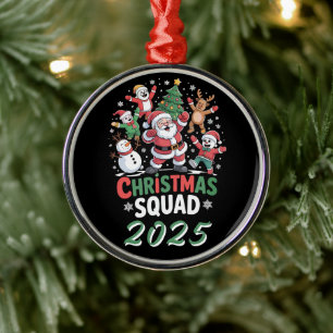 Personalised Christmas Squad 2025 Santa Family  Metal Ornament