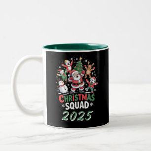 Personalised Christmas Squad 2025 Santa Family Two-Tone Coffee Mug