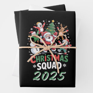 Personalised Christmas Squad 2025 Santa Family Wrapping Paper Sheet