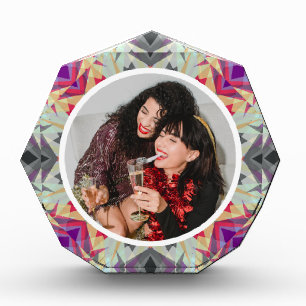 Personalised Christmas Star Jolly Grey Red Purple Photo Block