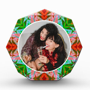 Personalised Christmas Star Jolly Red Merry Green Photo Block