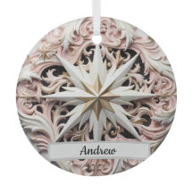 Personalised Christmas Star Ornament with Pink