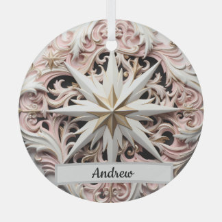 Personalised Christmas Star Ornament with Pink