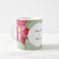 Personalised Christmas Star Poinsettia Watercolor
