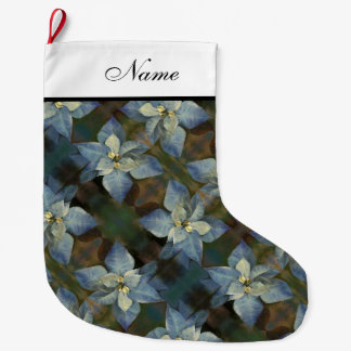 Personalised Christmas Stocking - Blue Poinsettias