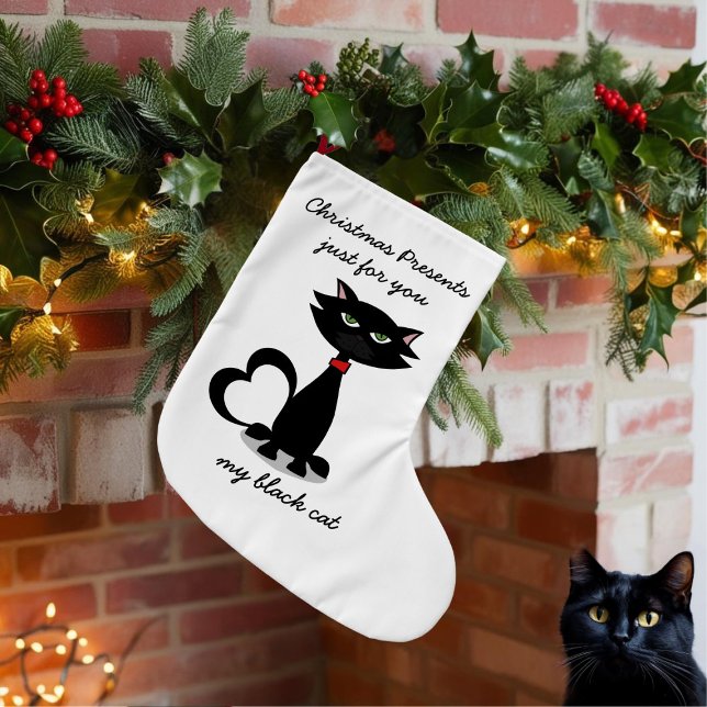 Personalised Christmas Stocking for black cats (My black cat loves presents any time of year and I made this for her.)