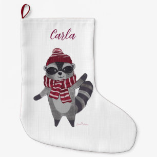 Personalised Christmas Stocking with Racoon