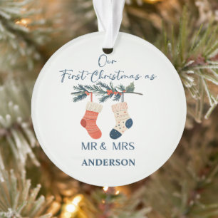 Personalised Christmas Stockings Mr & Mrs Ornament