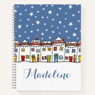 Personalised Christmas Street Snow Scene  Notebook