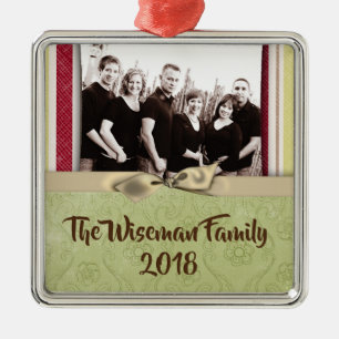 Personalised Christmas Striped Wrap PHOTO Ornament