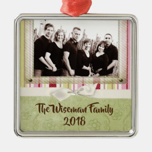 Personalised Christmas Striped Wrap PHOTO Ornament