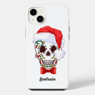 Personalised Christmas Sugar Skull Hat iPhone 14 Plus Case