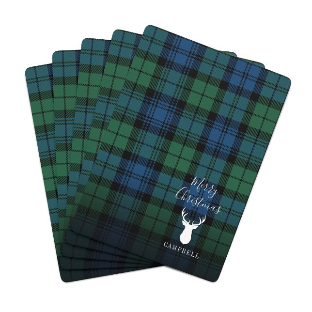 Personalised Christmas Tartan Clan Campbell Plaid Playing Cards (Rustic Plaid Campbell Tartan Playing Cards)