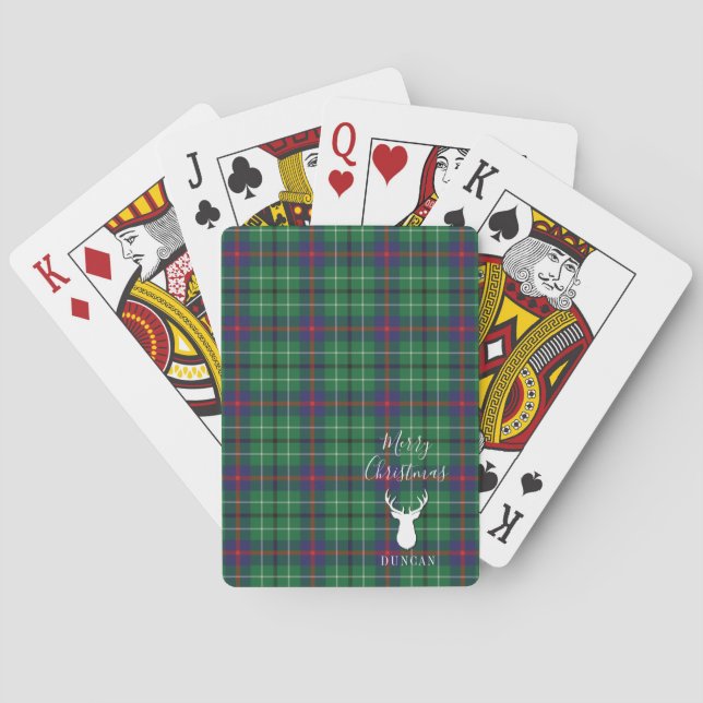 Personalised Christmas Tartan Clan Duncan Plaid Playing Cards (Back)