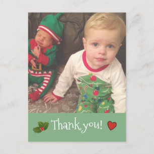 Personalised  Christmas Thank you Photo Postcard