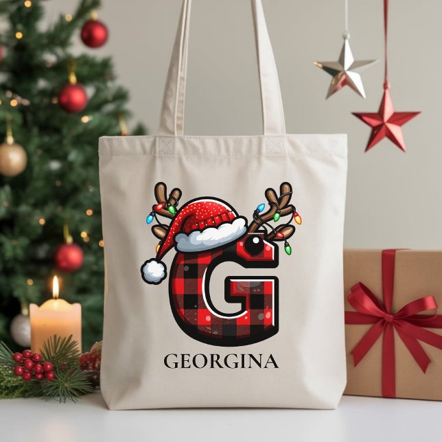 Personalised Christmas tote bag gift for her, mum (Personalized Christmas Tote Bag – Custom Monogram Holiday Gift for Family, Friends & Coworkers)
